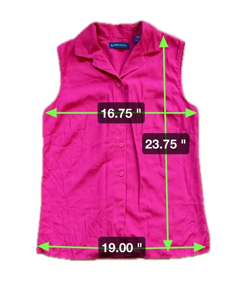 Karen Scott Hot Pink Magenta Sleeveless Botton Down Collared Shirt Womens Size S - Image 4
