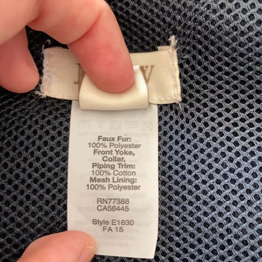 J. Crew Navy Faux Fur Full Zip Sweater Vest Size Small Outerwear Jacket Like New - Image 5