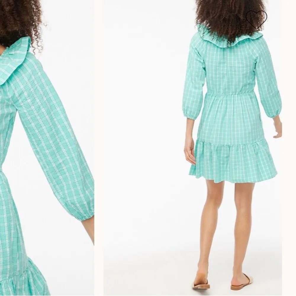 NWT J. Crew Blue and White Plaid Long Sleeve Dress - Image 13