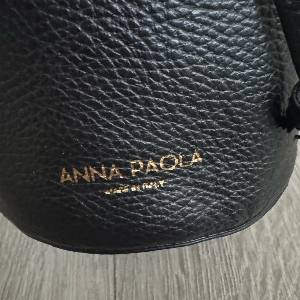 Anna Paola Italian Authentic Leather Bucket Bag Purse Black - Image 8