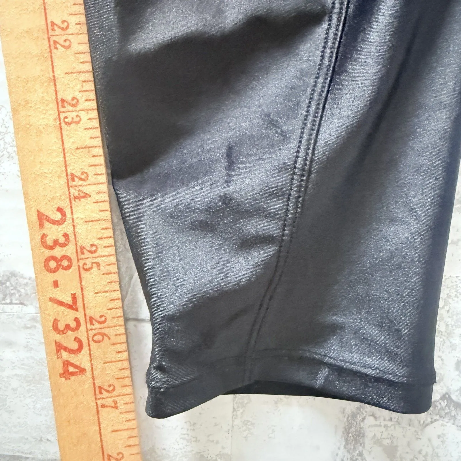 Good American Bombshell Faux Leather Lace Front Glossy Black Legging Sz 3 (L) - Image 8