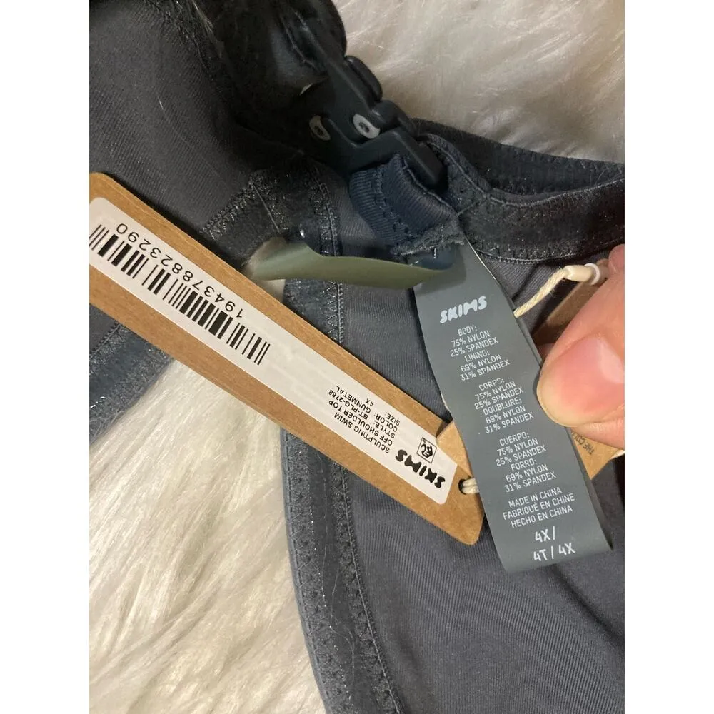 Skims Size 4X SCULPTING SWIM OFF SHOULDER TOP 
BT-PLG-2788 Gunmetal gray NWT - Image 2