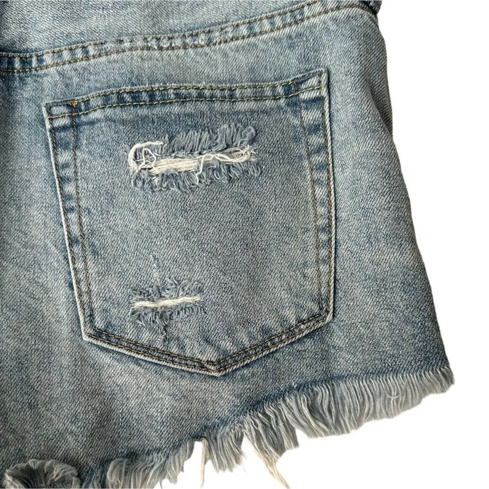 We The Free FP Distressed Button Fly Cut Off Booty Jean Shorts 100% Cotton Sz 27 - Image 6