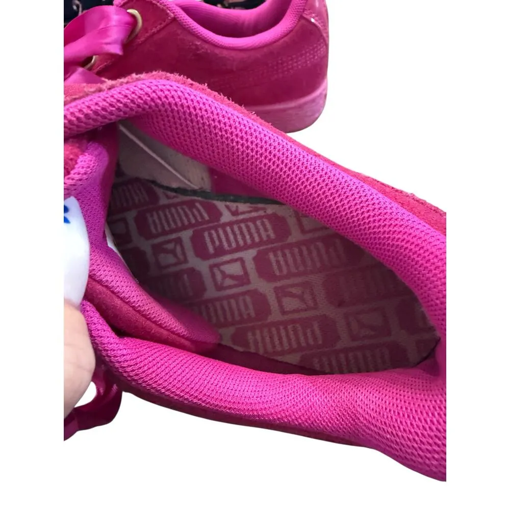 Limited Edition Puma Suede Satin Lace Sneakers Hot Pink Size 7.5 - Image 6