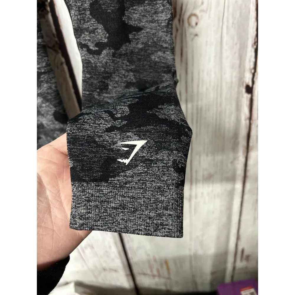 Gymshark Adapt Seamless Black Camo Logo Spellout High Rise Leggings Size Small - Image 6