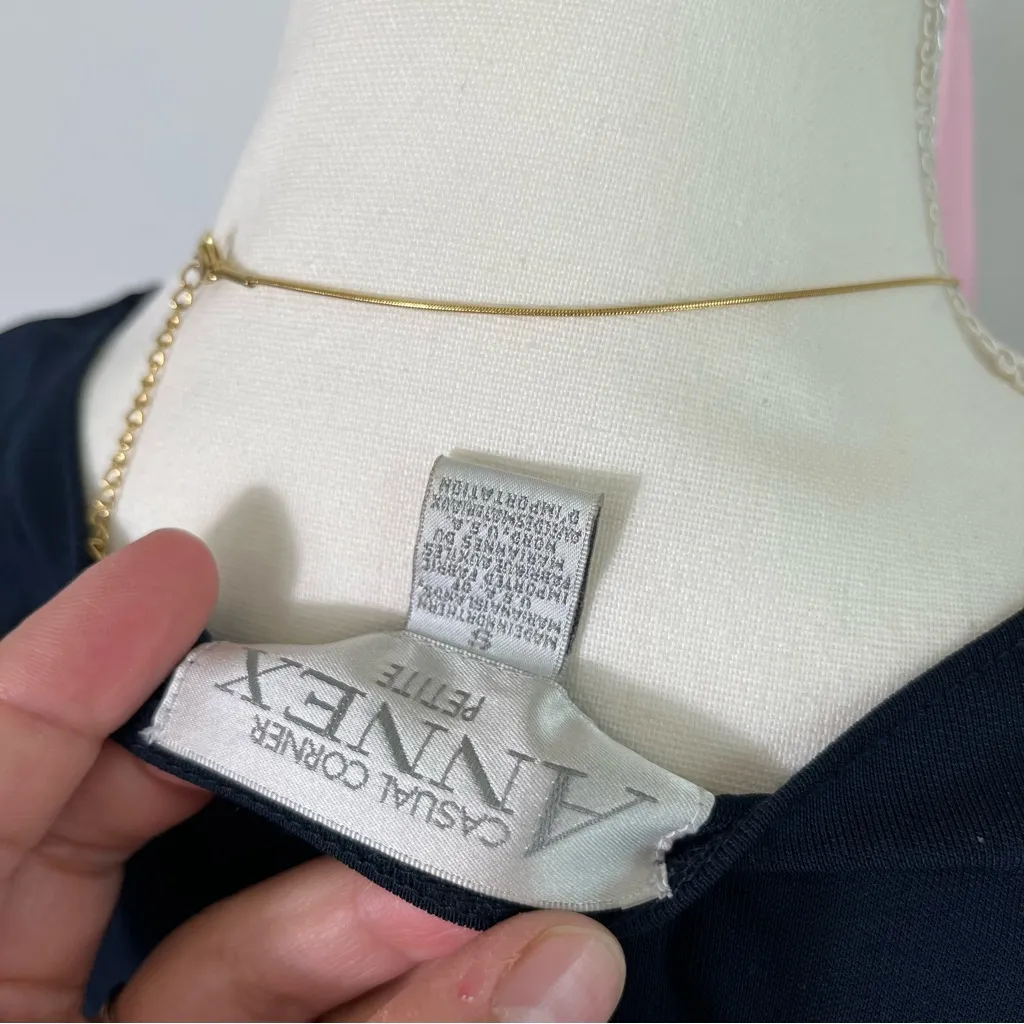 Vintage Y2K Annex Navy Blue Floral‎ Butterfly Sleeve Top Womens Size Small - Image 5