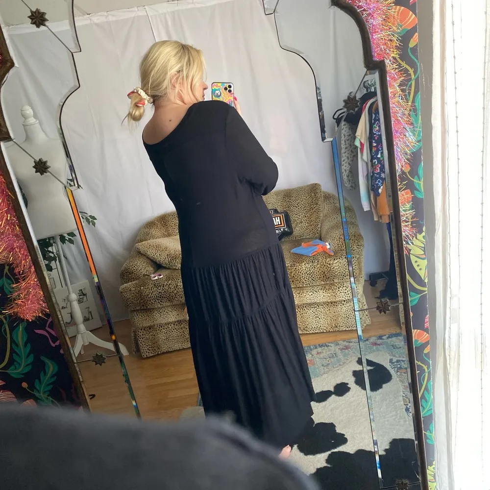 FP Beach Tiered Long Sleeve Maxi Dress with Slit Black Size Small - Image 3