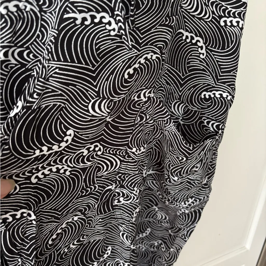 NWT Anna Ocean Tropical Elastic Waist Breezy Pants L‎ Black Size L - Image 2