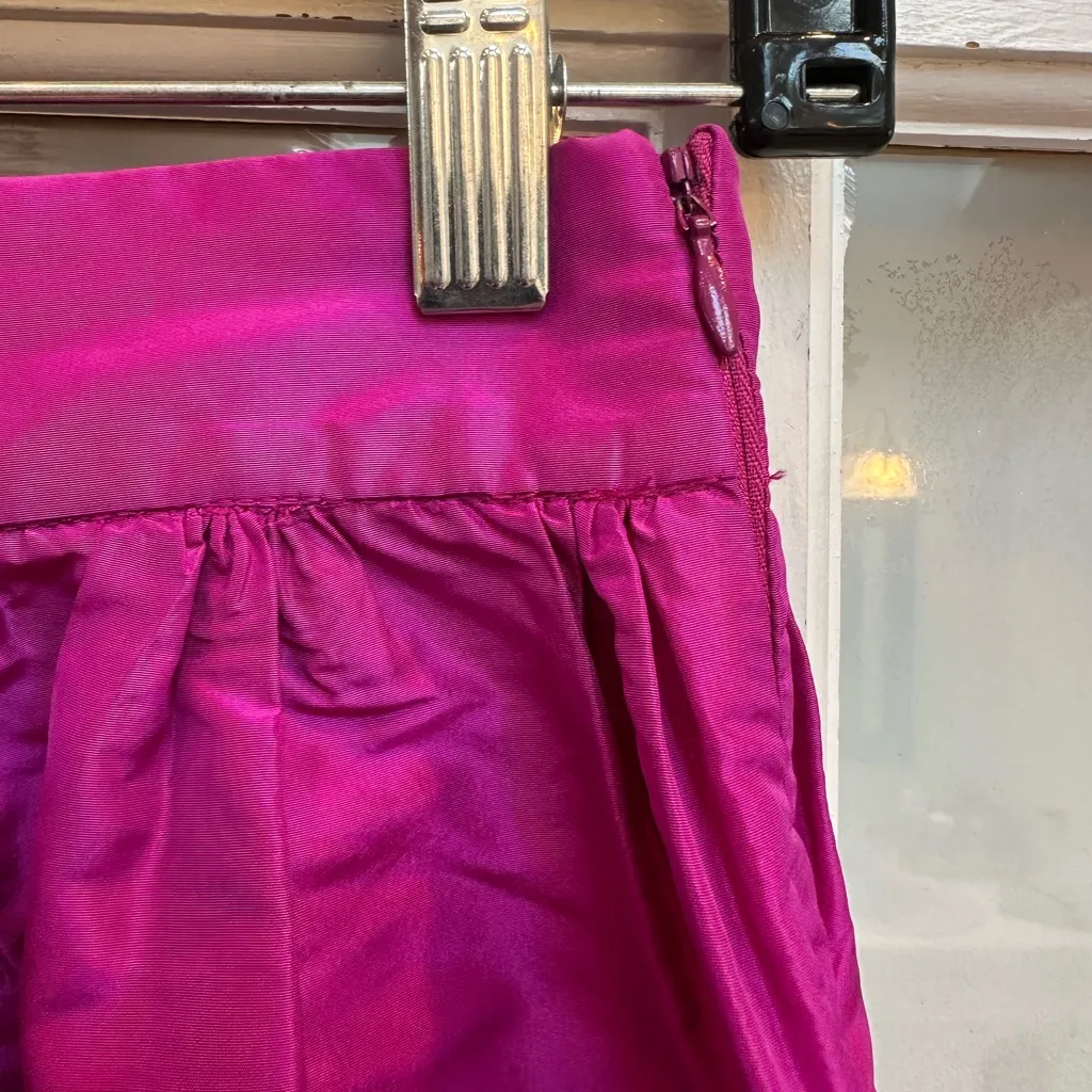 Party Skirts by Skot Fuchsia 100% Silk Skater Mini Skirt Punk Chic Party Size XS Pink - Image 4