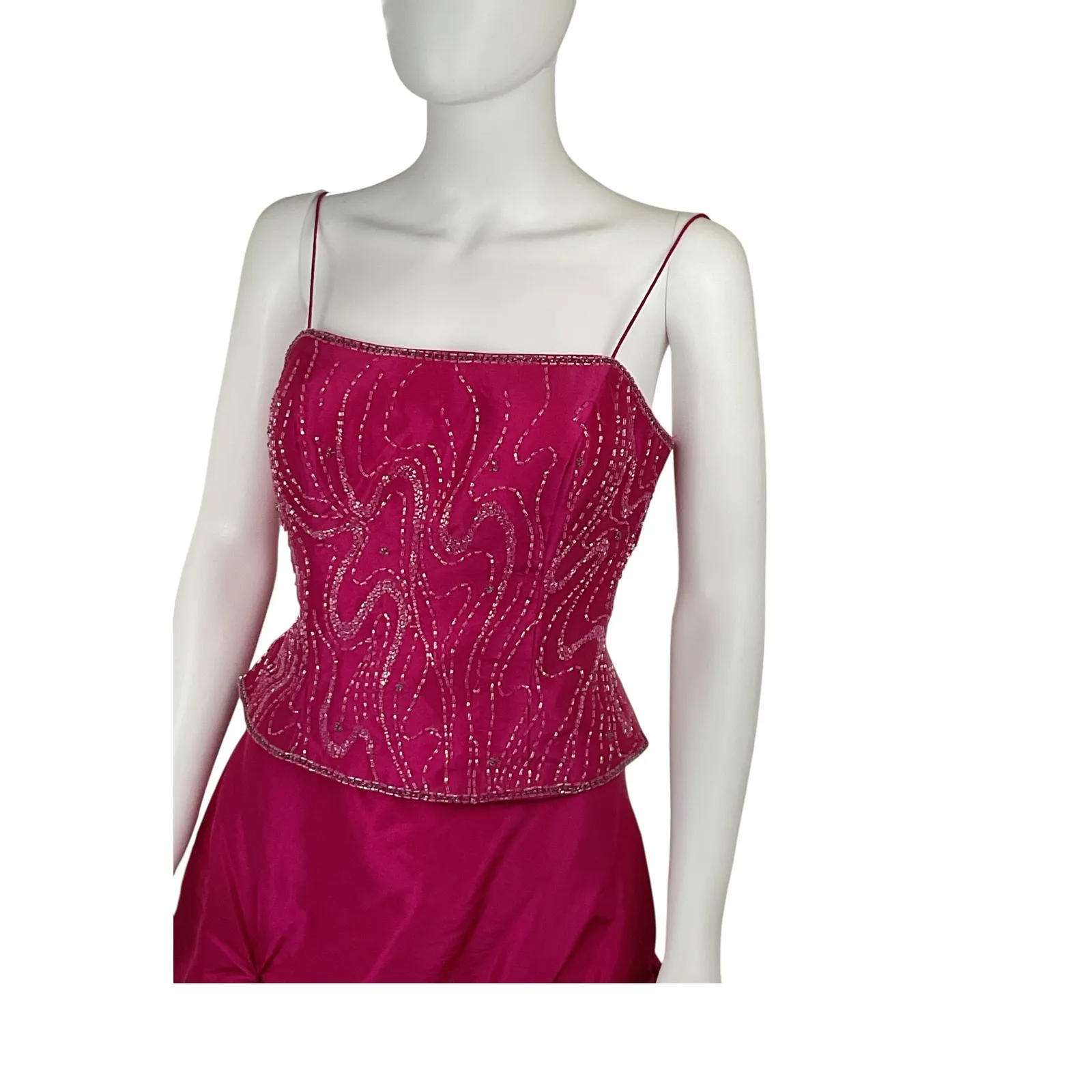 Scala Fuchsia Beaded Top & Taffeta Skirt Formal Dress Set Party‎ Prom - Image 4