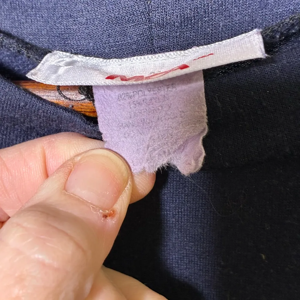 Vintage MOA USA flower embroidered tie sleeves navy shirt Blue Size M - Image 5