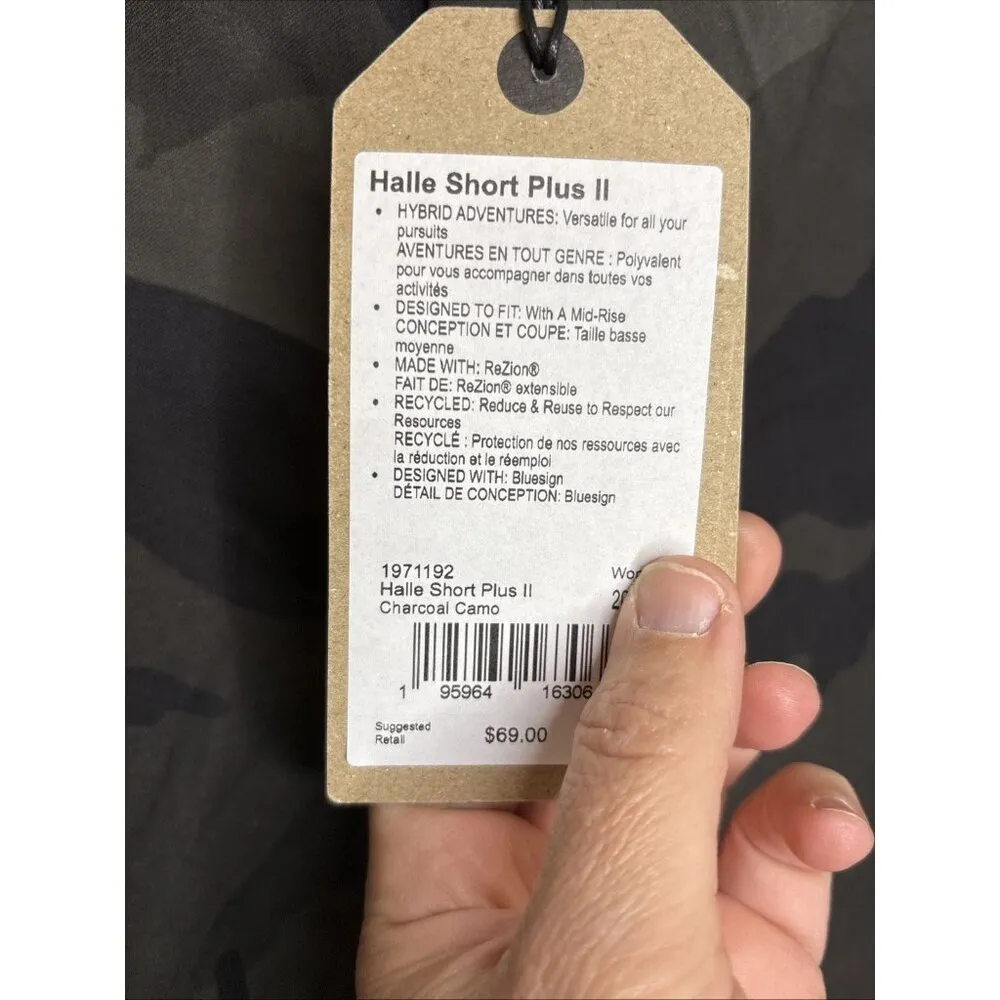 Prana Halle Short Plus II Charcoal Camo Womens 18W/07 Mid Rise Standard Trail - Image 3