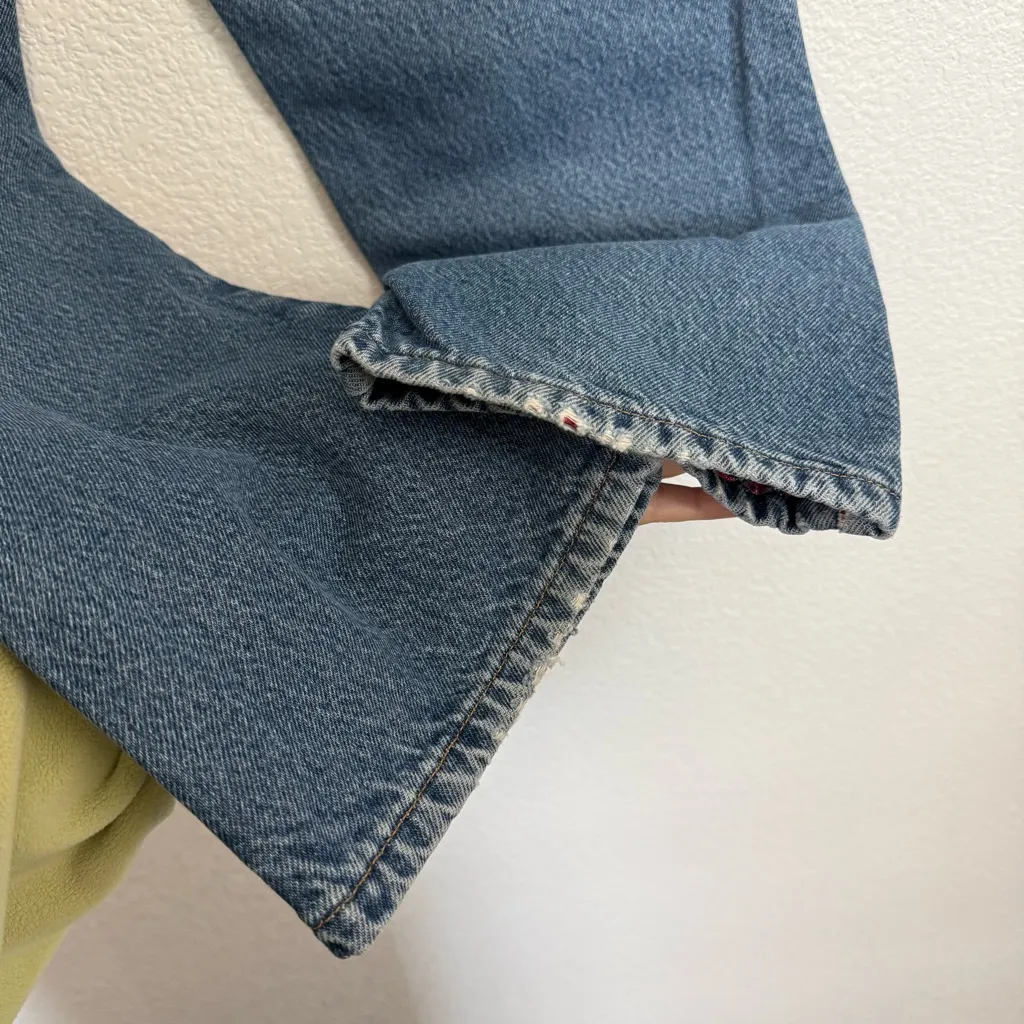 Vintage LL Bean Plaid Lined High Rise Original Fit Relaxed Jeans 10 Petite Blue - Image 6