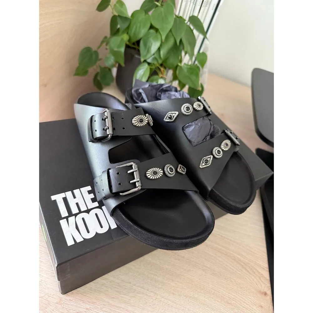 $365 New The Kooples Black Leather Studded Sandals - Fr 39 / US 8 - Image 6