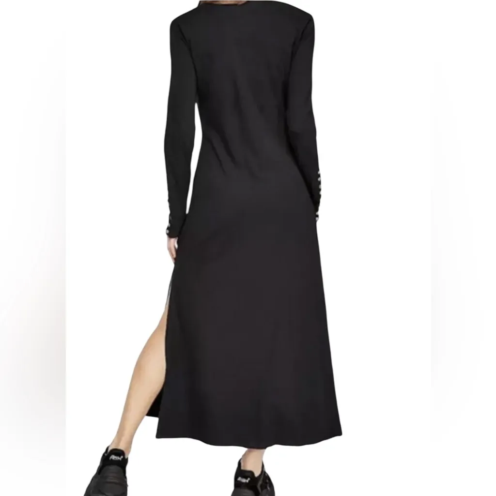 Free People Beach Iris Black Square Neck Long Sleeve Bodycon Maxi Dress M - Image 2