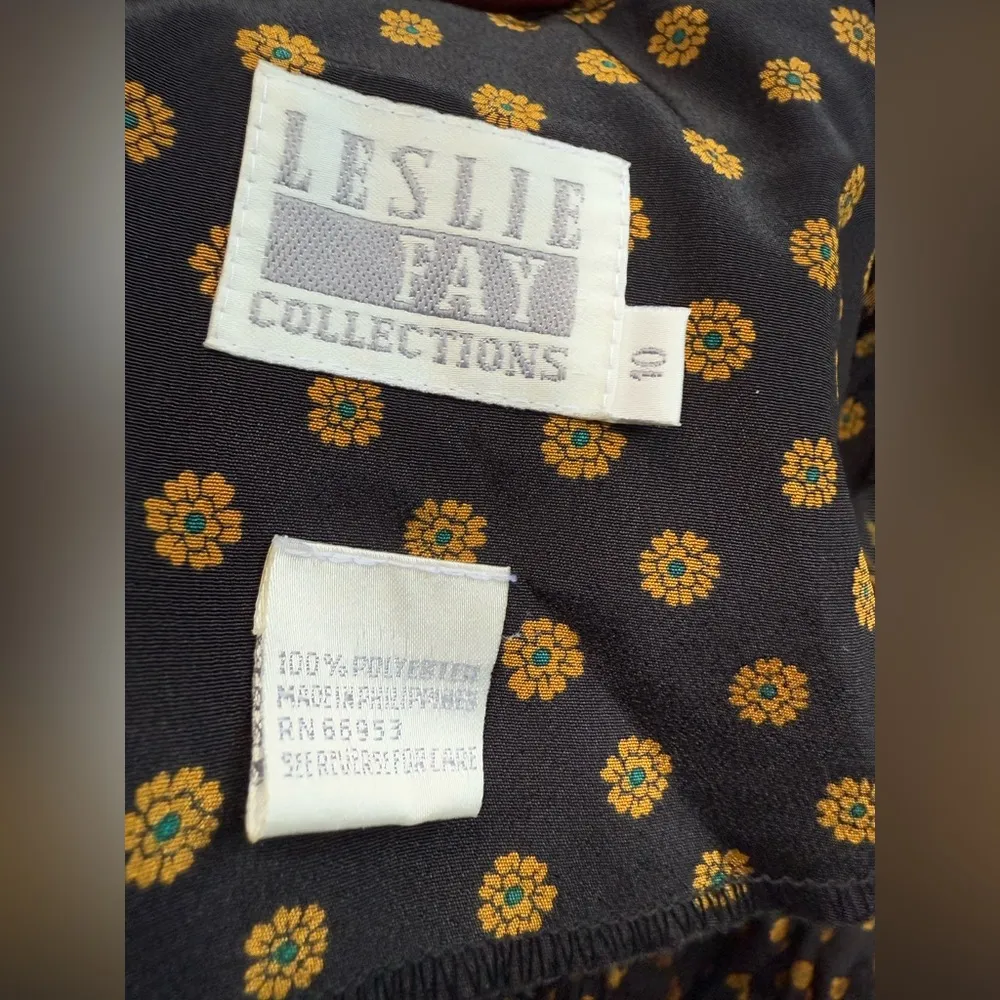 Vintage 80/90s Leslie Fay Collections tie waist printed shirt dress, size 10 - Image 14