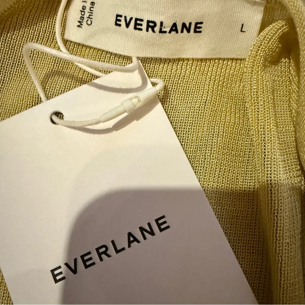 Everlane Tight Knit Dark Yellow Gold Short Sleeve Lightweight Top Sz L‎ NEW - Image 5
