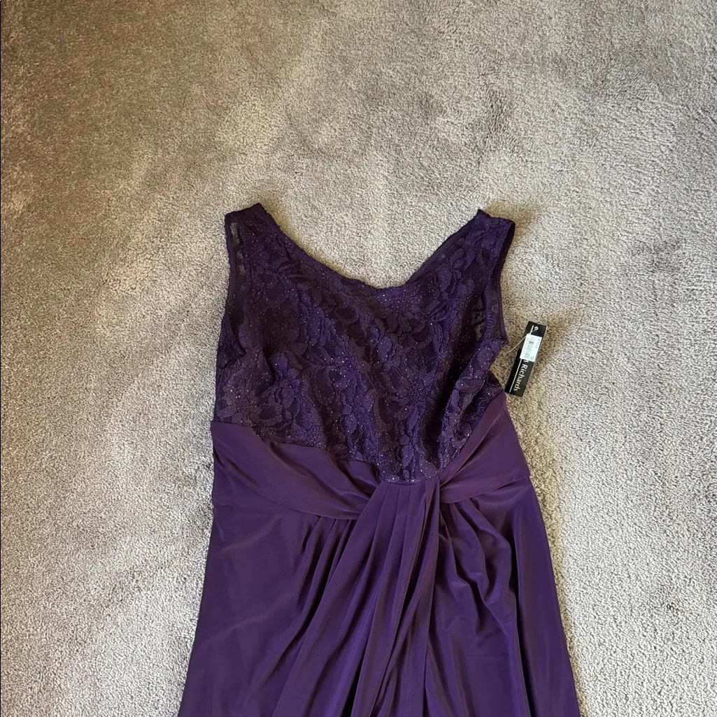 R&M Richards Plum Purple Ruched Dress SIZE 12 - Image 2