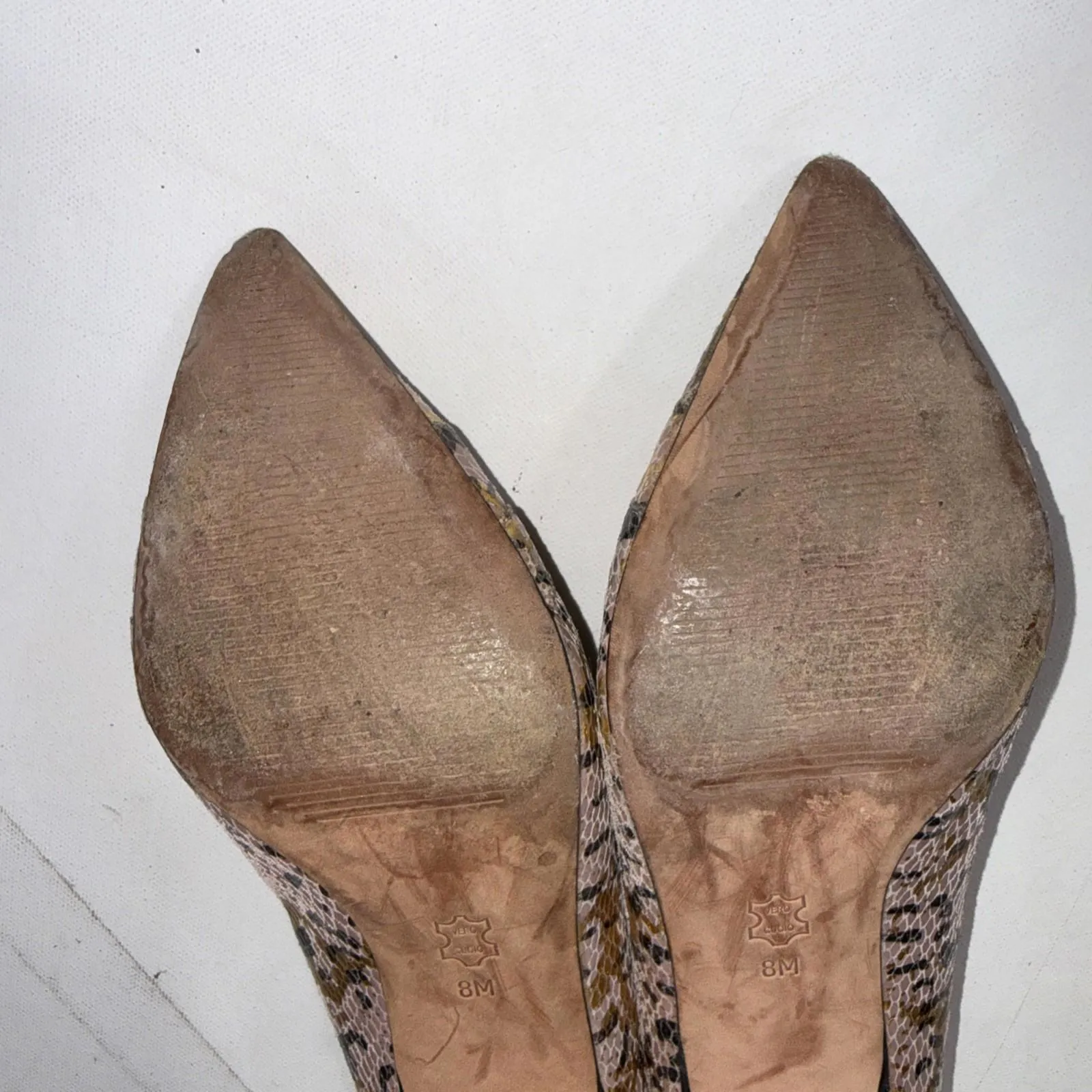 Michael Kors Heels Snake Skin Leather 2" Kitten Heels MK Logo Chain Women's 8M - Image 15