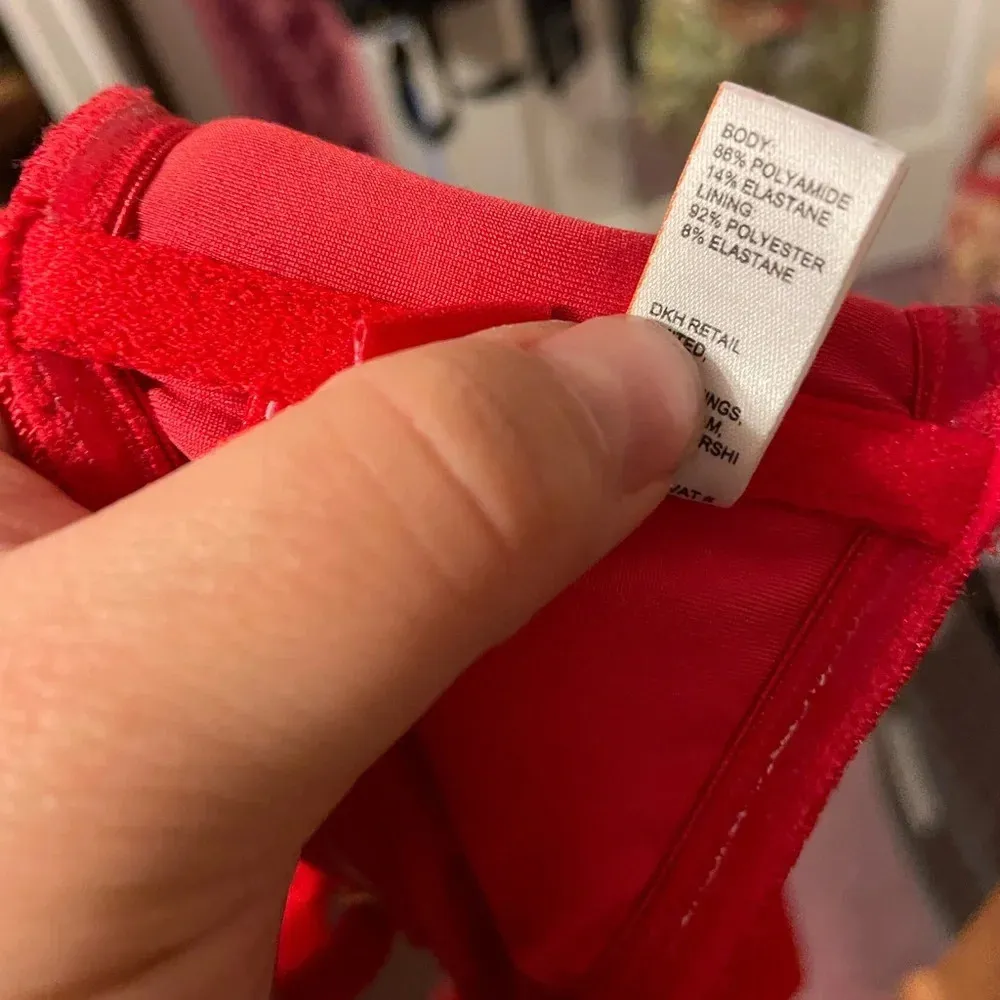 Superdry  RED RIBBED UNDERWIRE BIKINI TOP - Image 4