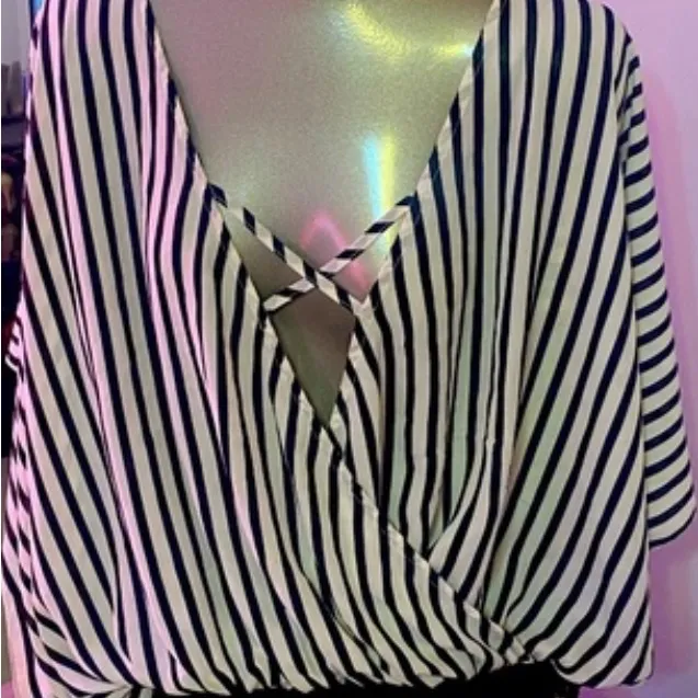 Charlotte Russe Black and White Striped Bodysuit size XS NWT - Image 7