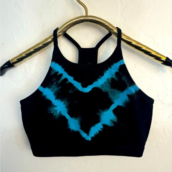 ELECTRIC & ROSE BLACK COBALT BLUE SPORTS BRA HALTER TANK CROP TOP SMALL EUC - Image 2