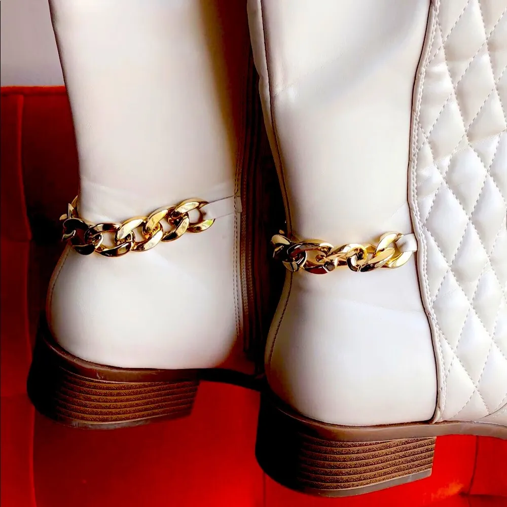 Tall white cream boots size 8.5 - Image 4