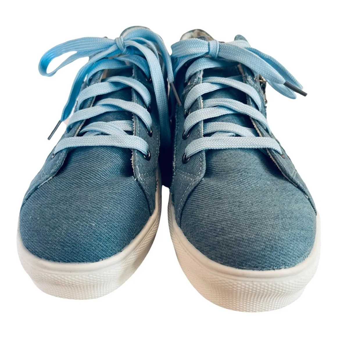 SHEIN Blue Denim Look Canvas Sneaker Tennis Shoe Size 40 US Womens Size 9.5 NWOT - Image 2