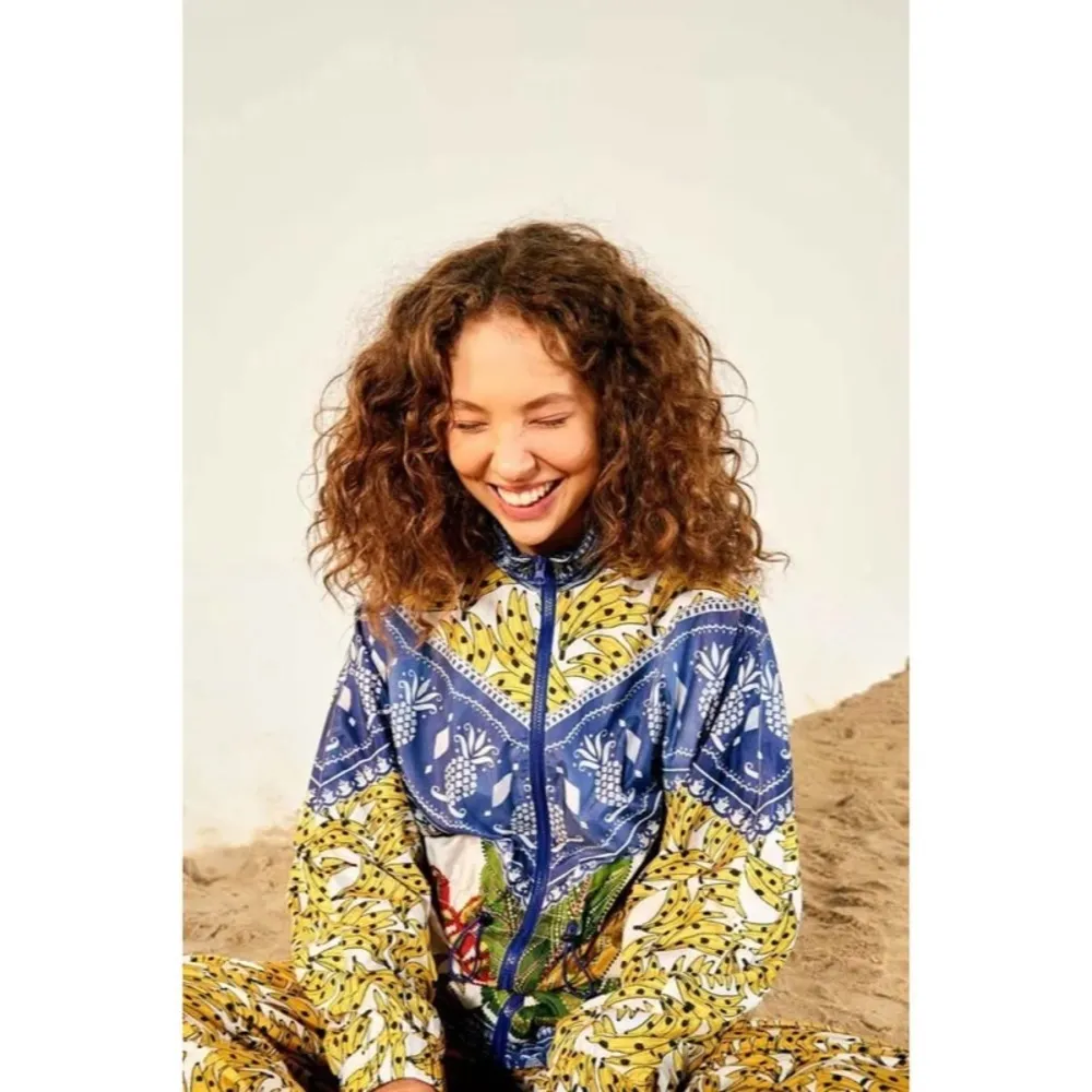 Farm Rio Anthropologie Spotted Leaves Bananas Windbreaker Mixed Print Size L - Image 2