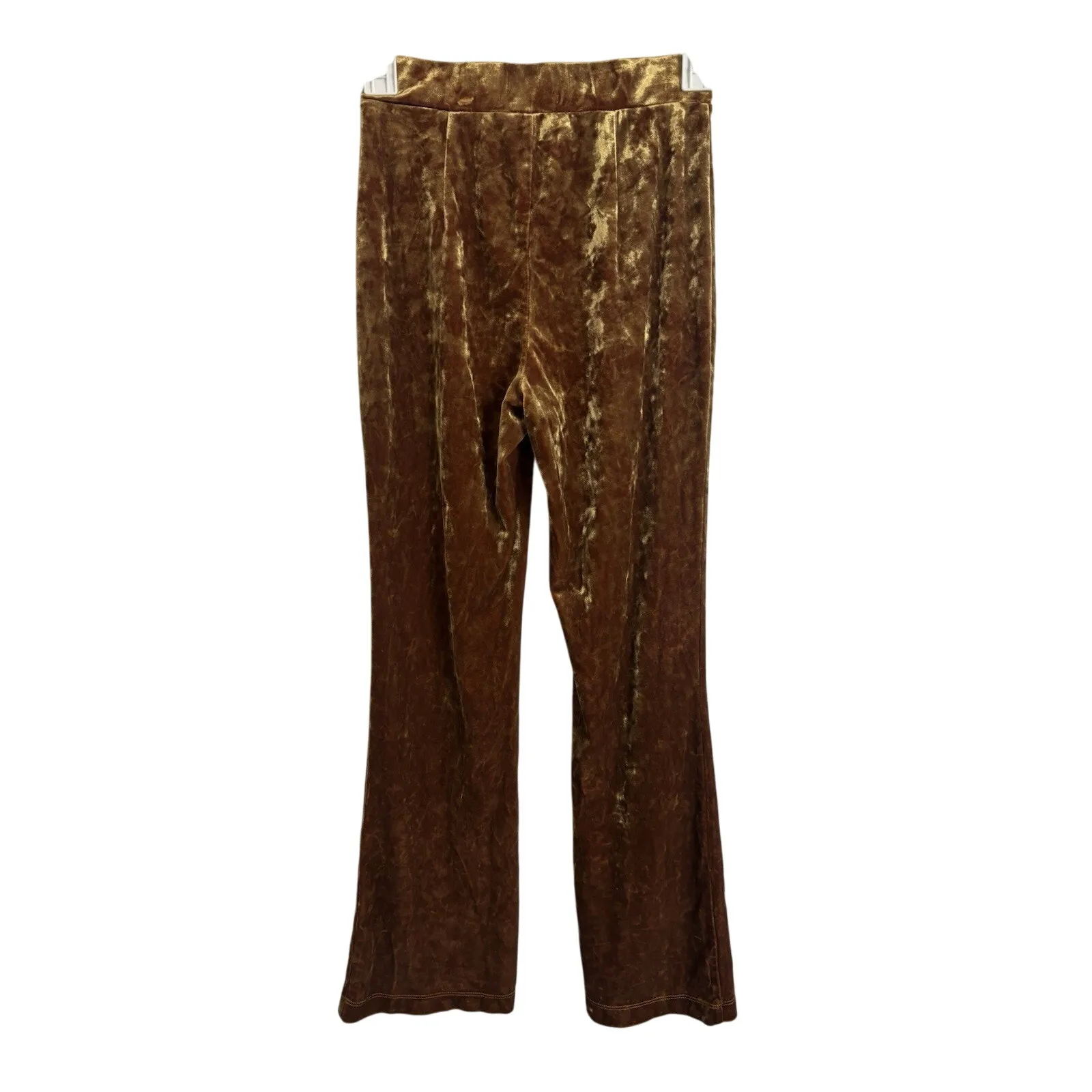 Urban Outfitters Gold Velvet Flare Pull On Pants Size XS Holiday New Years Eve - Image 2