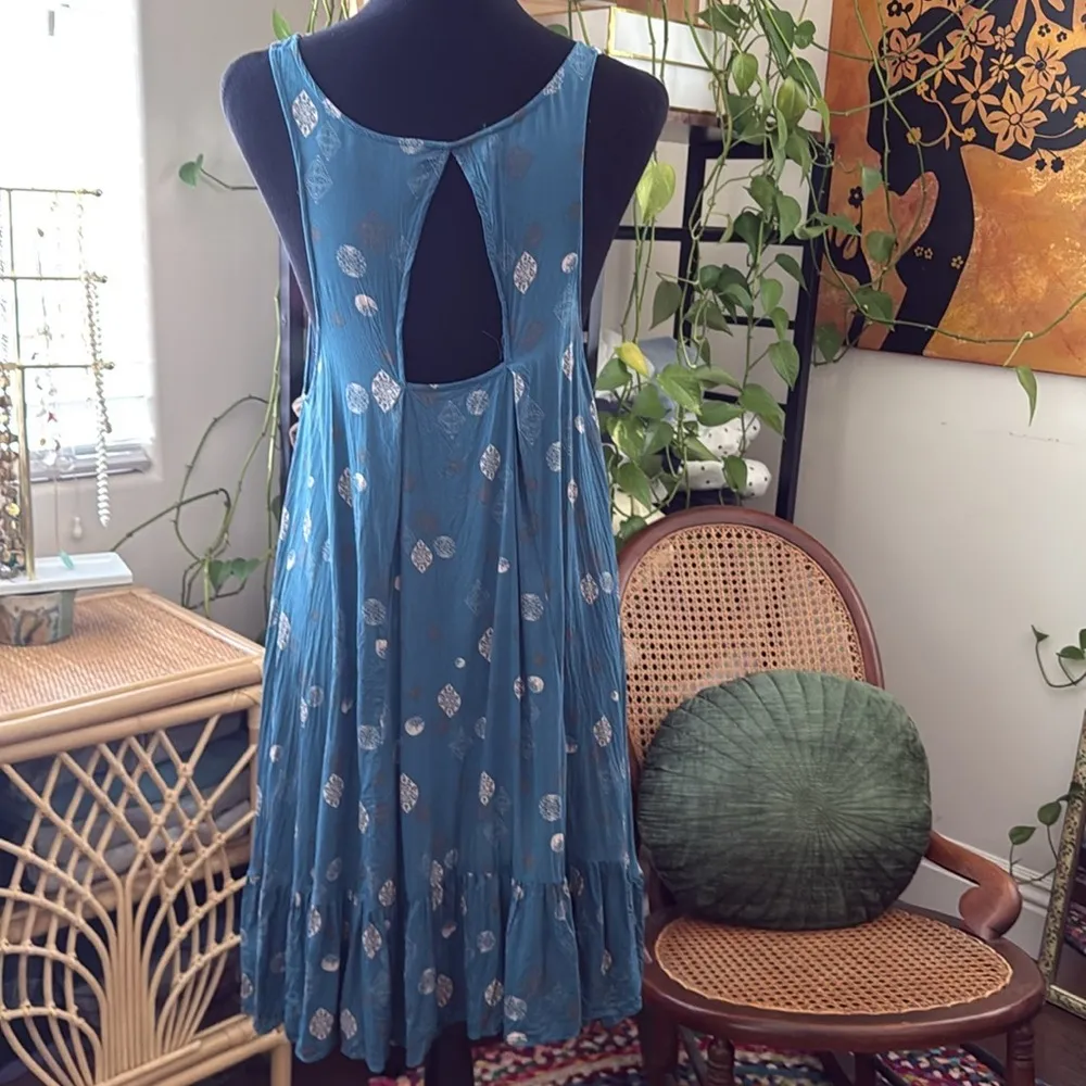 Free People Intimately Into You Blue Mandala Paisley Mini Slip Dress - Image 2