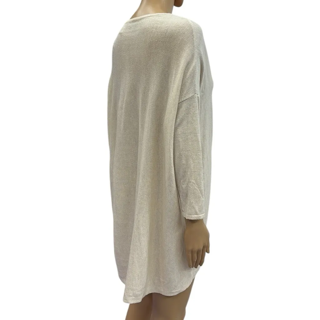 Kerisma Raven Khaki Oversized Lightweight Knit V Neck Tunic Top 3 Quarter Sleeve - Image 6