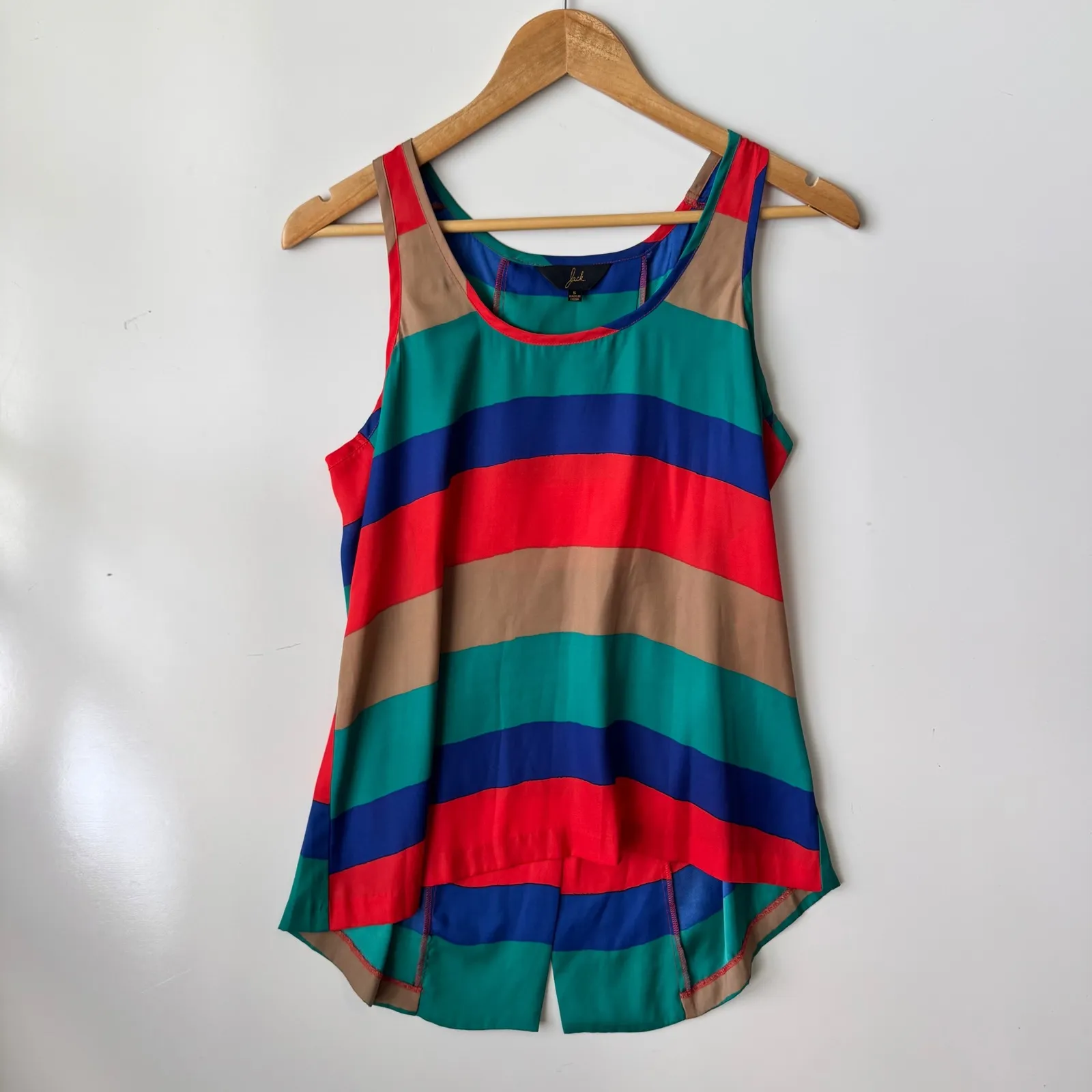 Jack Striped Tank Top Sleeveless Casual Blouse Split‎ Back Colorful S - Image 3