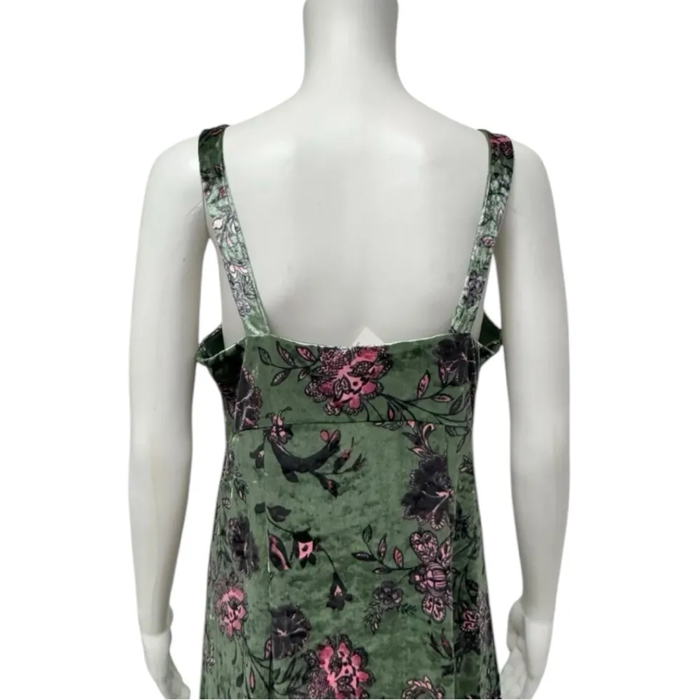 Jessica Simpson Floral Green Velvet Dress Large NWT - Image 4