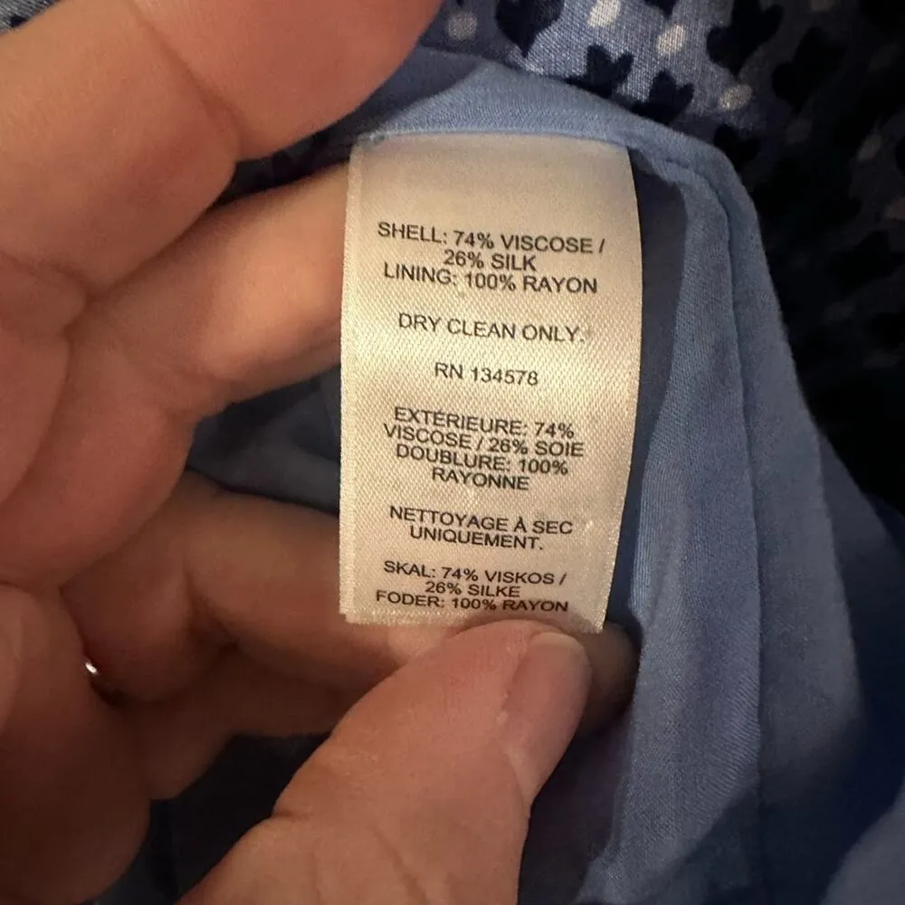 Vineyard Vines Pintuck Swing Dress Silk Blend Long Sleeves Lined Balloon Sleeves - Image 5