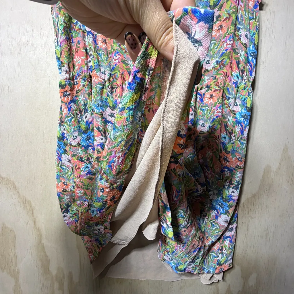 Slate & Willow Floral Sleeveless Dress Size 10 Multicolor Button Front Lined - Image 7