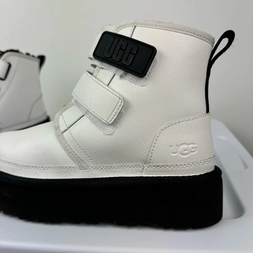 UGG Womens Neumel Platform Leather Boots Sz 6 White Straps Lined - Image 13