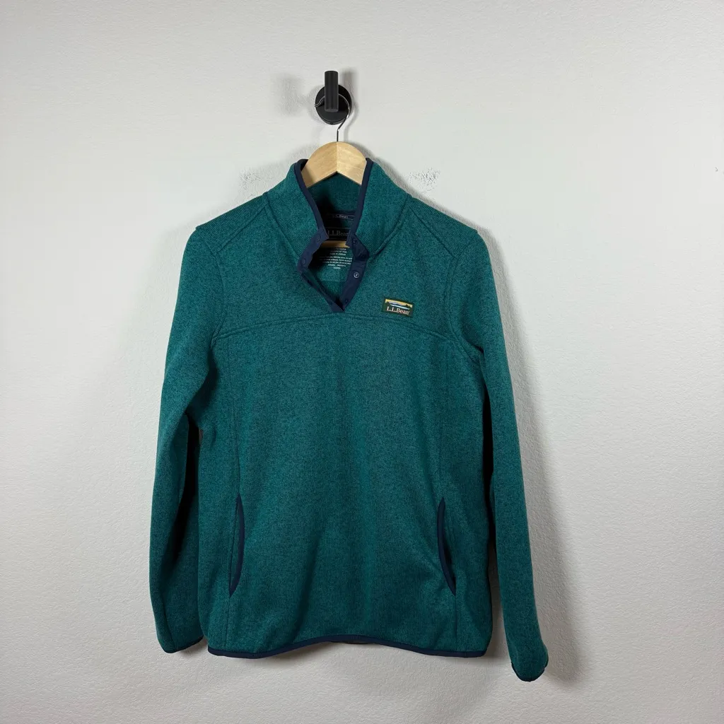 L.L. Bean Women’s Sweater Fleece Pullover in Teal Size L Blue Size L - Image 3