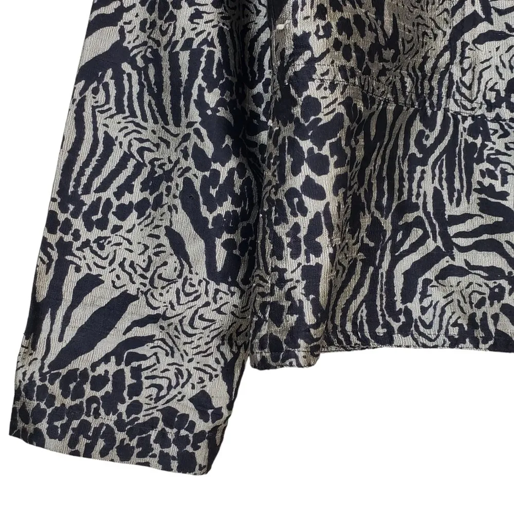 Chico's Womens S 100% Silk Animal Print Open Front Blazer - Image 5