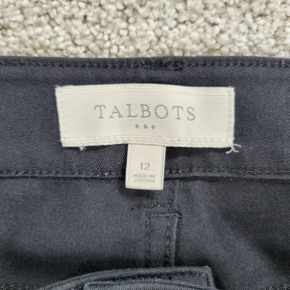 TALBOTS Pants 12 Black Solid Plain Straight Leg Stretch Office Casual Dress - Image 11