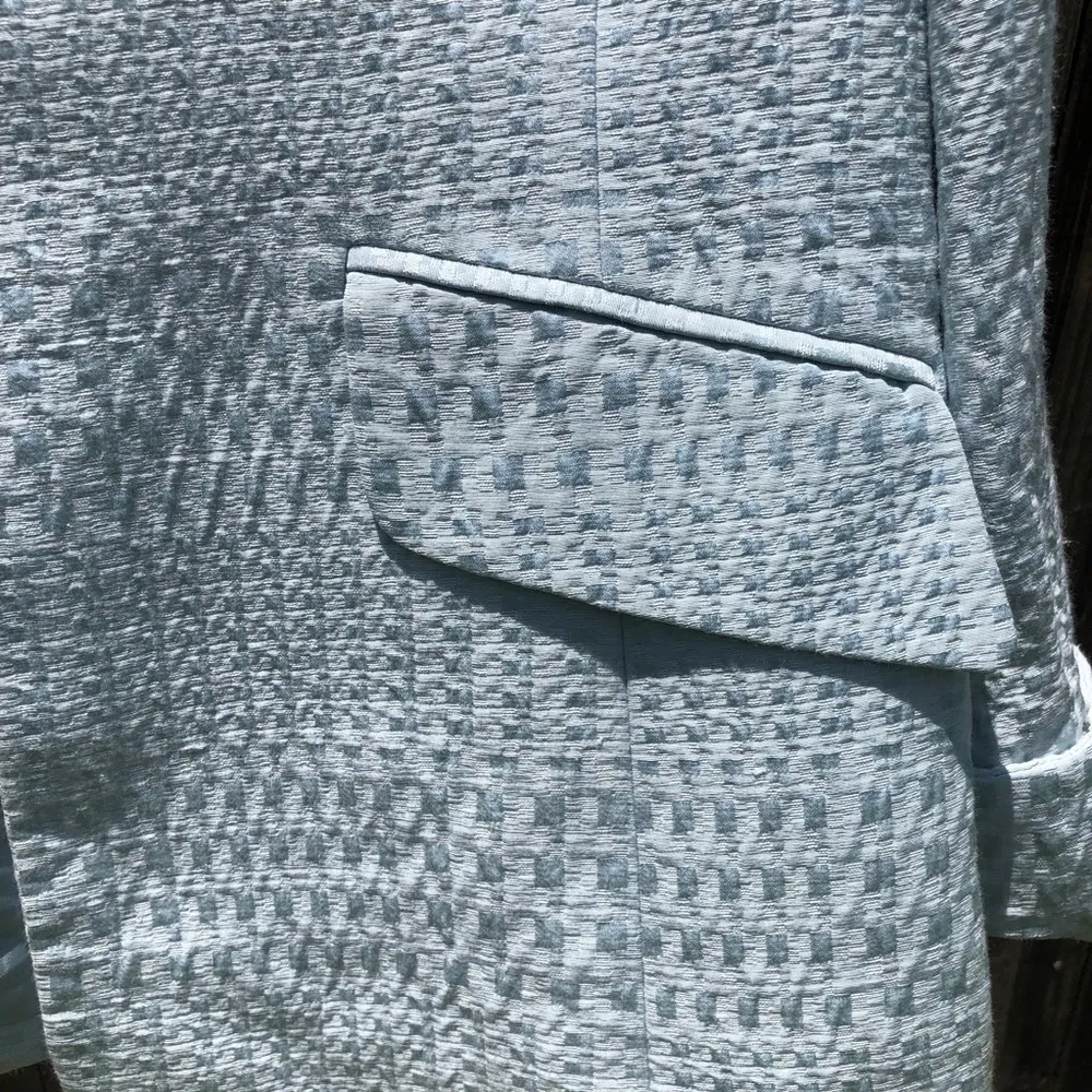 Ellen Tracy Light Blue Textured Tailored Cotton/Silk Blend Blazer 6 - Image 2