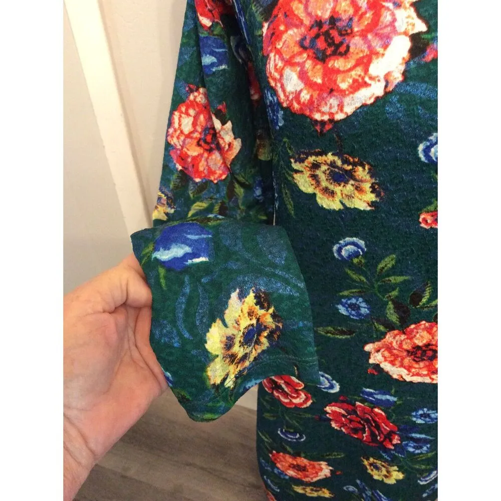 Zara Asymmetrical Floral Dress Bodycon Midi Green Large L - Image 8