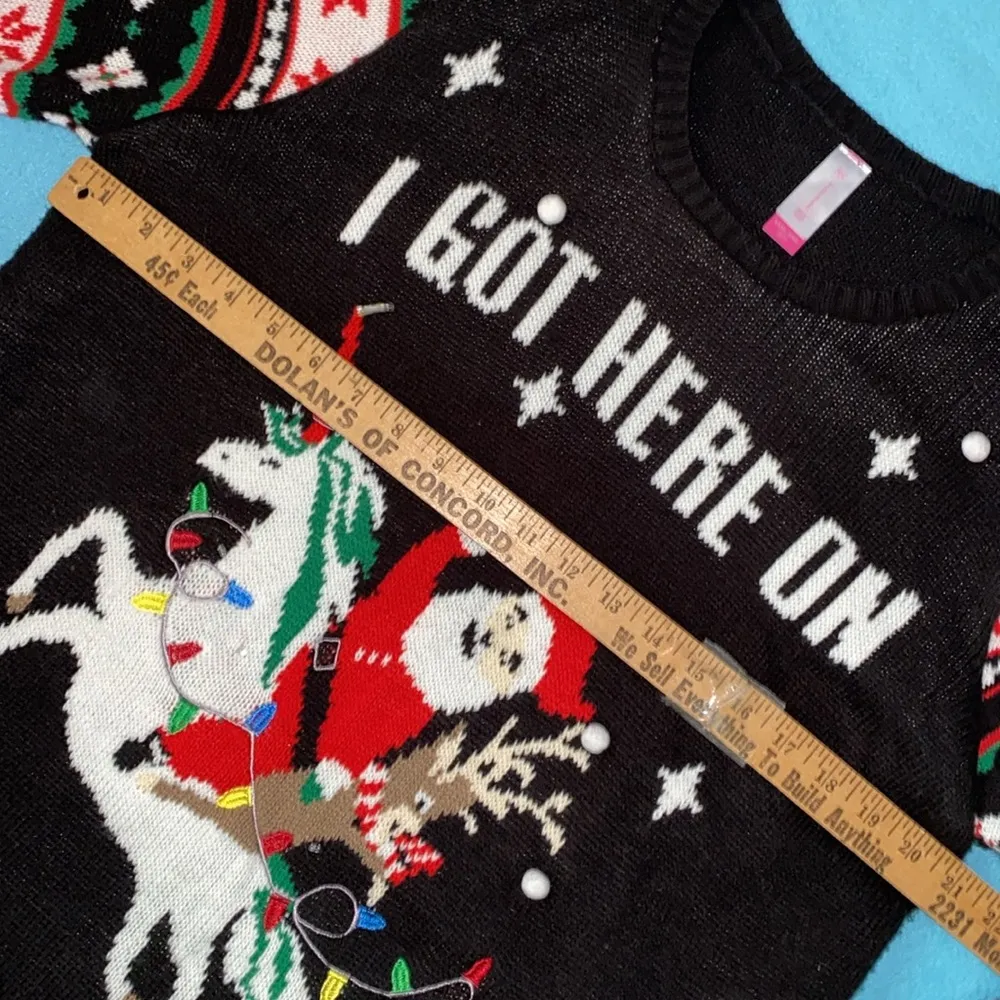 NO BOUNDRIES light up ugly Christmas Santa unicorn knit sweater size 3XL XXXL - Image 11