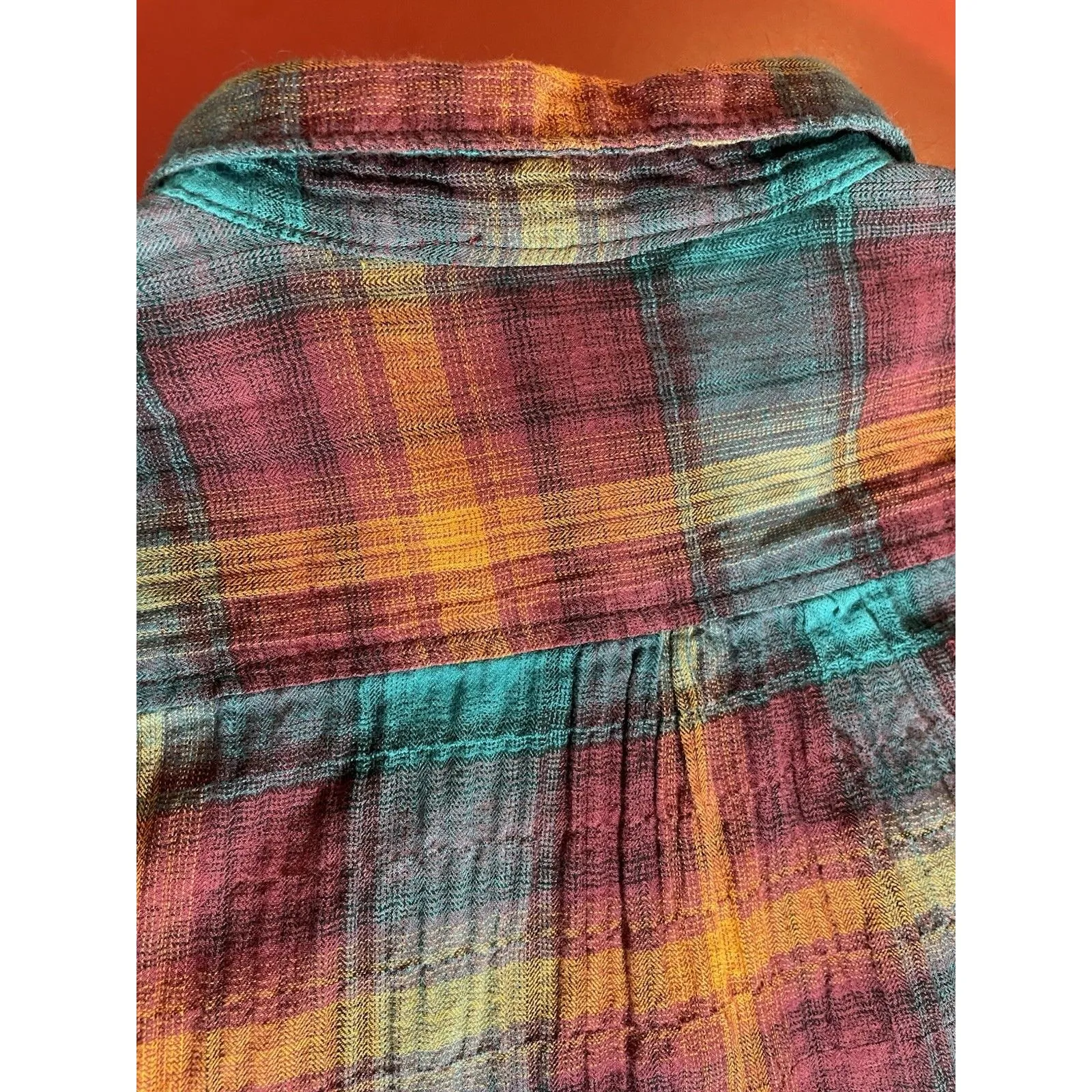 Woolrich Plaid Popover Shirt Womens Medium Long Sleeve Lightweight Flannel Style - Image 6