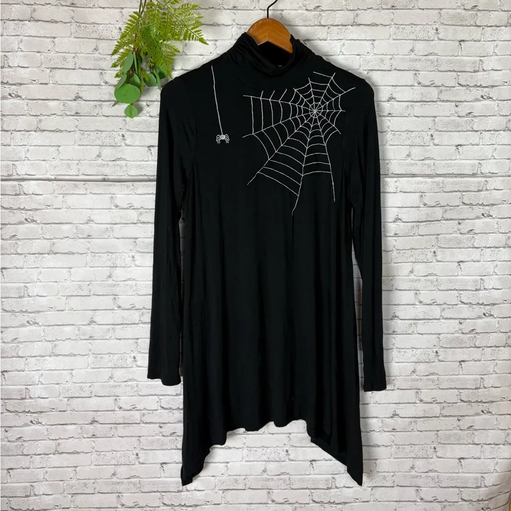 Vintage Joseph A Black Ruched Turtleneck Spider Tunic - Image 3