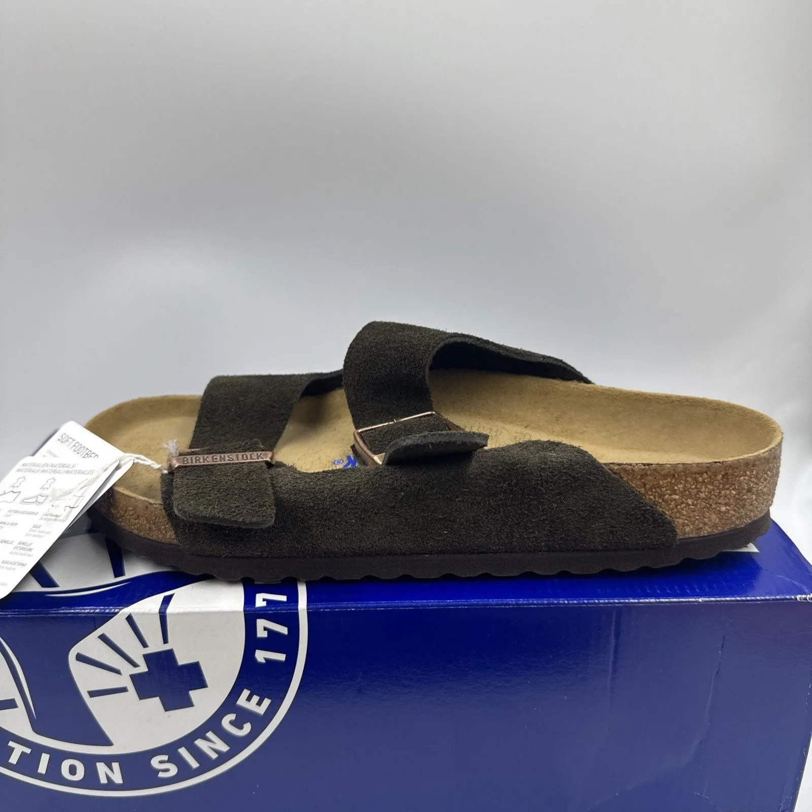 Birkenstock Arizona Mocca Brown Soft Footbed Suede Leather Women Sandals Size 8 - Image 13