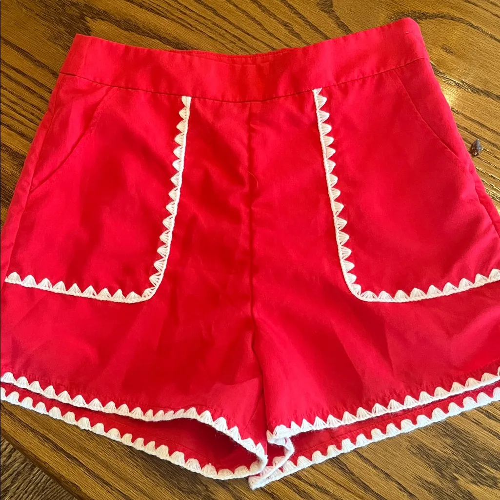 TCEC Game Day Red Shorts White Ric Rac  at Pockets Hem New - Image 3