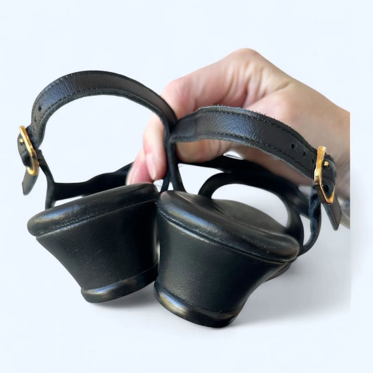 SAS Caress Cross Strap Wedge Sandal Black Women's Size 6 N Comfort Shoes - Image 5