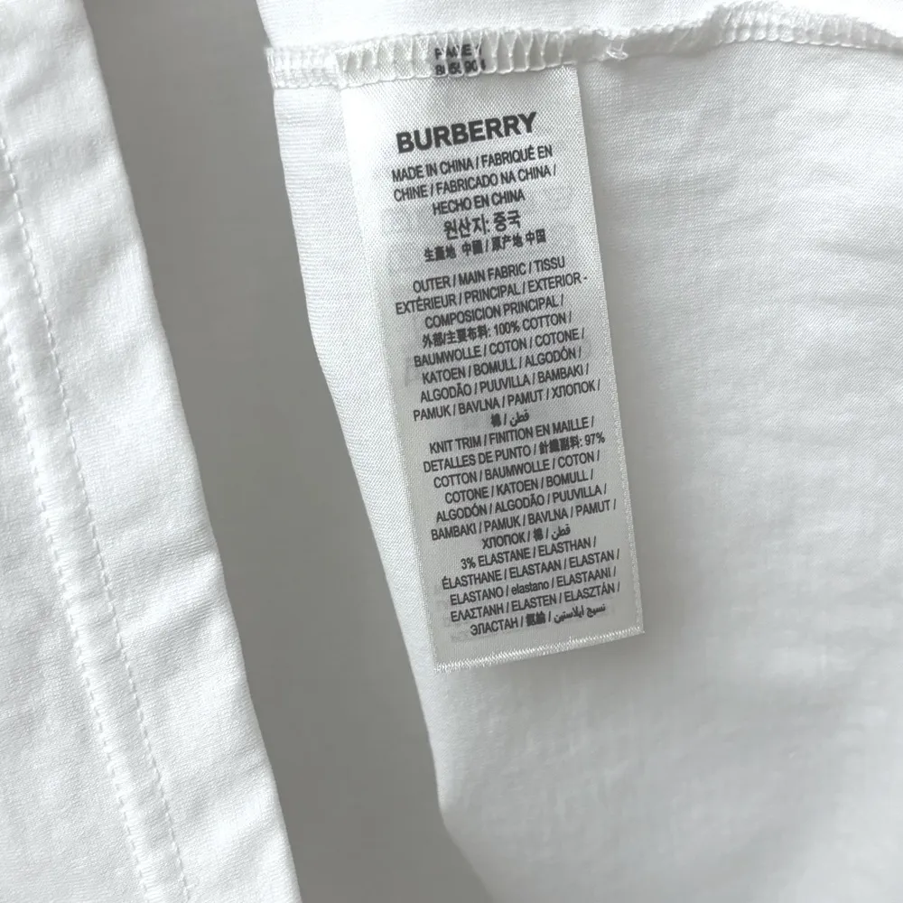 NWT BURBERRY Oversized Checked Twill Trimmed Organic Cotton T-Shirt Size XS - Image 12