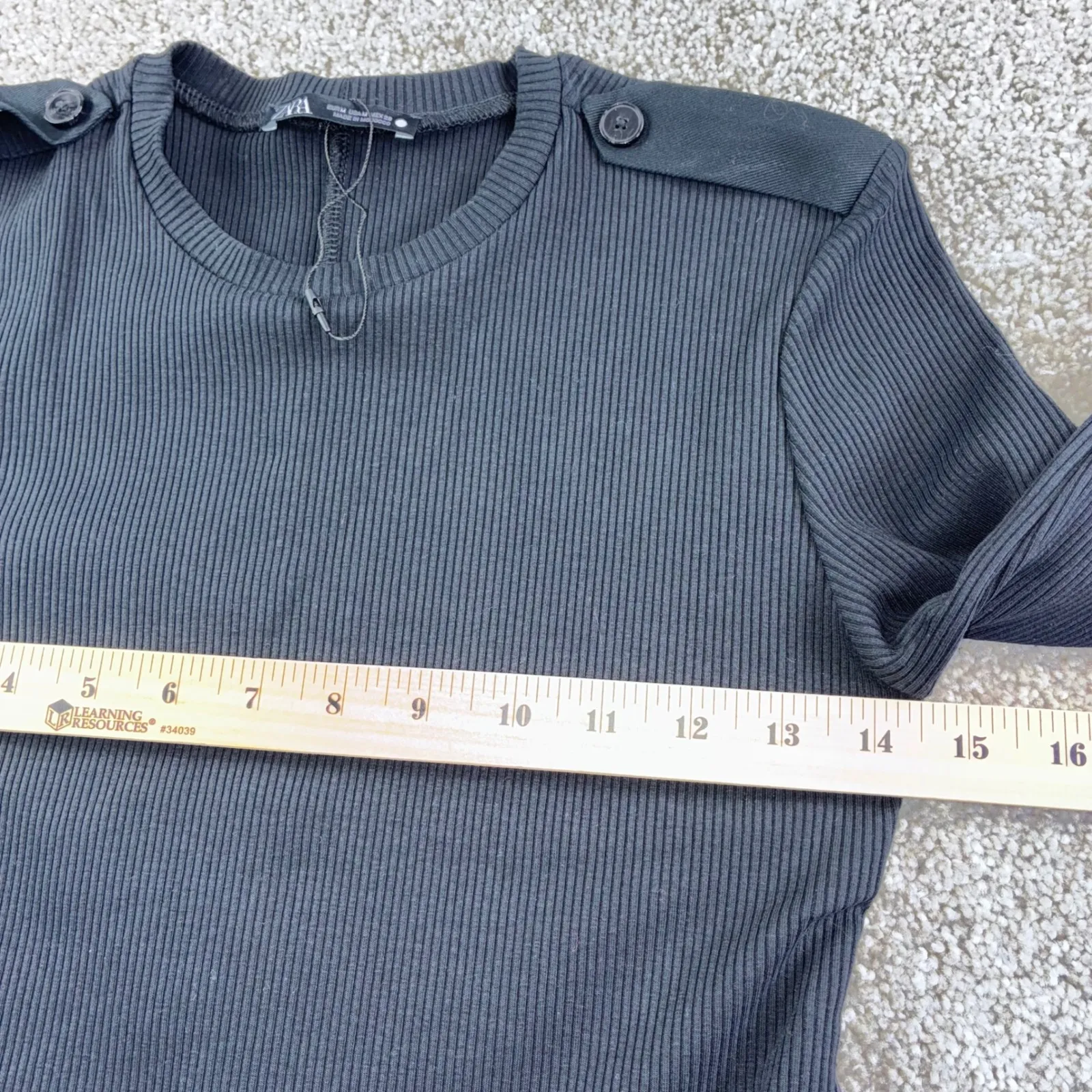 ZARA Ribbed Long Sleeve Top A-line Utility Maxi Dress Black Contemporary Luxury - Image 5